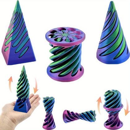 Set of 3 Impossible Cones, Spiral Cone Fidget, Impossible Pyramid Passthrough, 3D Printed Spiral Cone, Mini Vortex Thread Illusion for Desktop Decoration, Souvenir Gift for Stress Relief