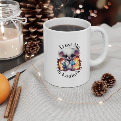 Koalafied Coffee Mug — 11oz  Ceramic Cup with Chibi Koala 'Trust Me I'm Koalafied' Design