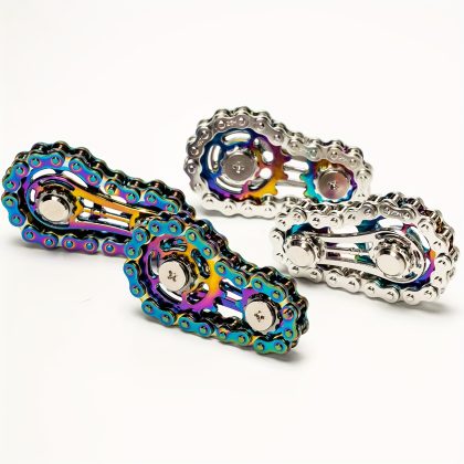 Bicycle Chain Fingertip Gyroscope - Silent CNC Machined Stainless Steel Gear Desktop Toy, Suitable for Adults | Steampunk Decorative Stress Relief And Focus Tool (Office Use) (Mechanical Art Collectible)